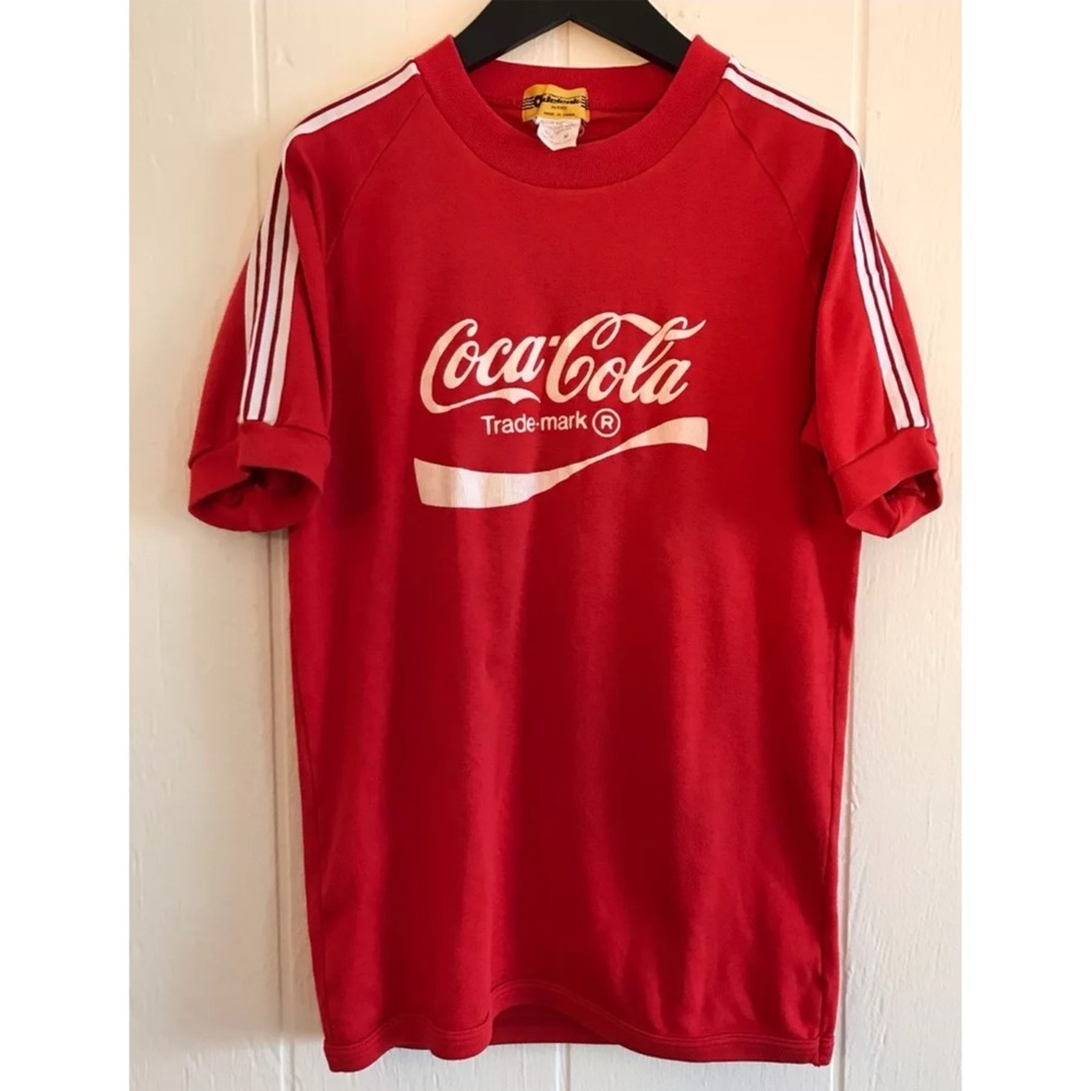 VTG 70's Jelenk by ASICS Coca Colo Logo T Shirt Soccer Jersey #2 Stripes M Japan